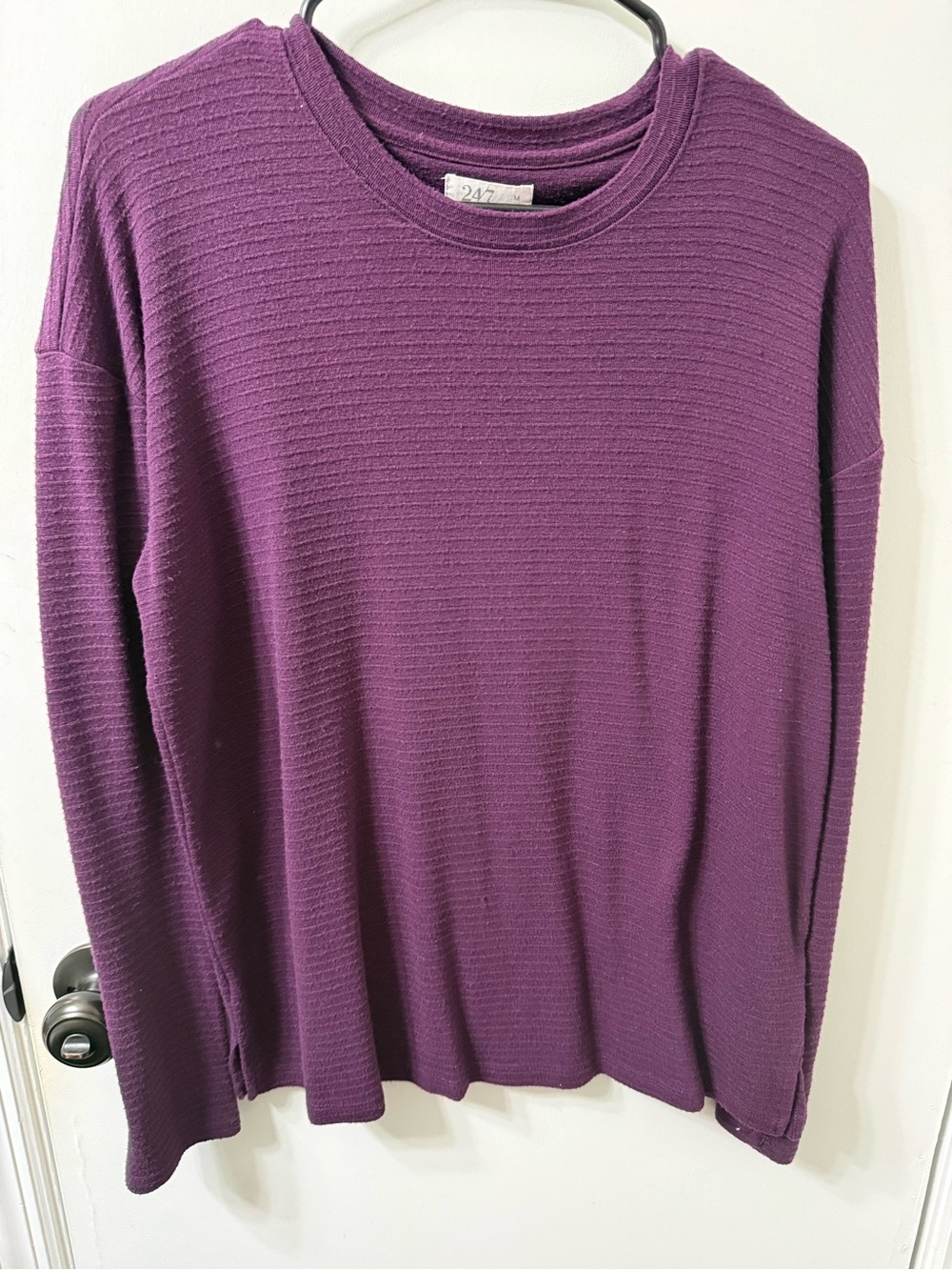 Maurices Ribbed Long-Sleeve Crewneck Top in Deep Purple
